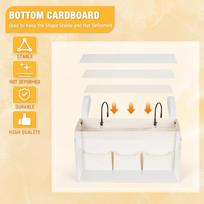 Bedside Caddy Organizer with Fixed Straps and Water Bottle Holder - Image 6