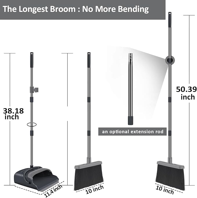 kelamayi Broom and Dustpan Set for Home, Indoor&Outdoor Sweeping, Stand Up - Field & Grace