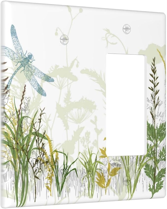 Wild Flower Dragonfly 2 Gang Blank Rocker Light Switch Cover Plates Decorative - Image 2