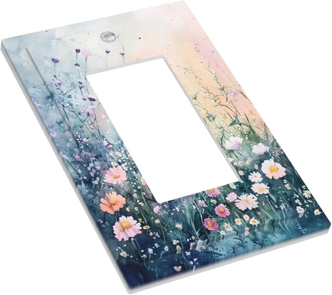 Decorative Outlet Covers Pink Floral Wildflower Green Plants 1 Gang Rocker - Image 3