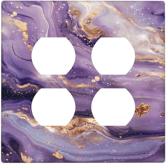 Luxury Marble Texture Purple And Gold Abstract Print Outlet Covers 2 Gang by Unknown