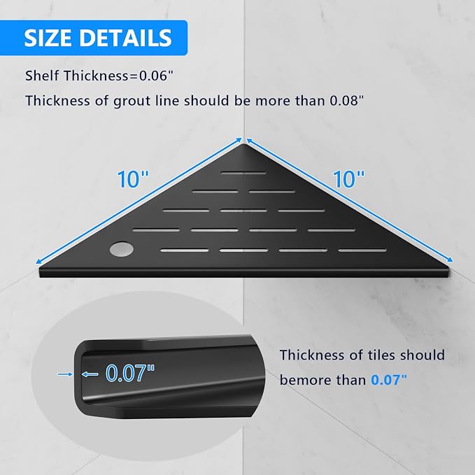 10" Corner Shower Shelves, Rustproof Shower Shelf - Image 2