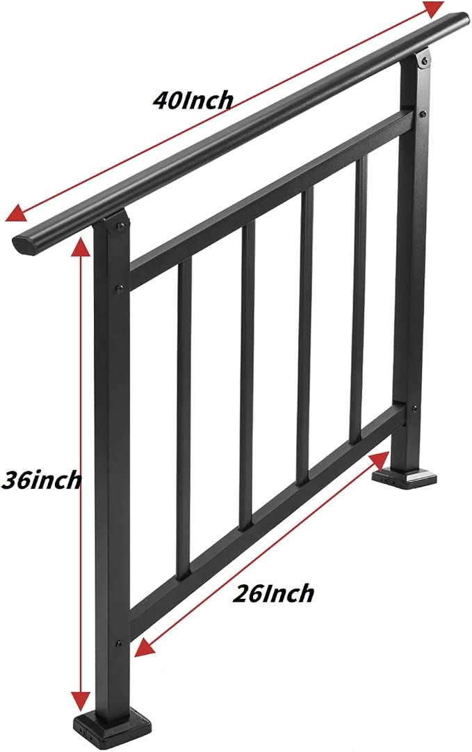 Metty Metal Handrails for Outdoor Steps Suitable for 1 to 3 Steps- Wrought Iron - Image 2