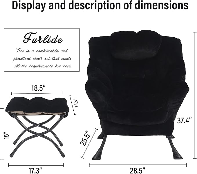 Lazy Chair with Ottoman, Modern Chair with Folding Footrest, Lounge Accent Chair - Image 2