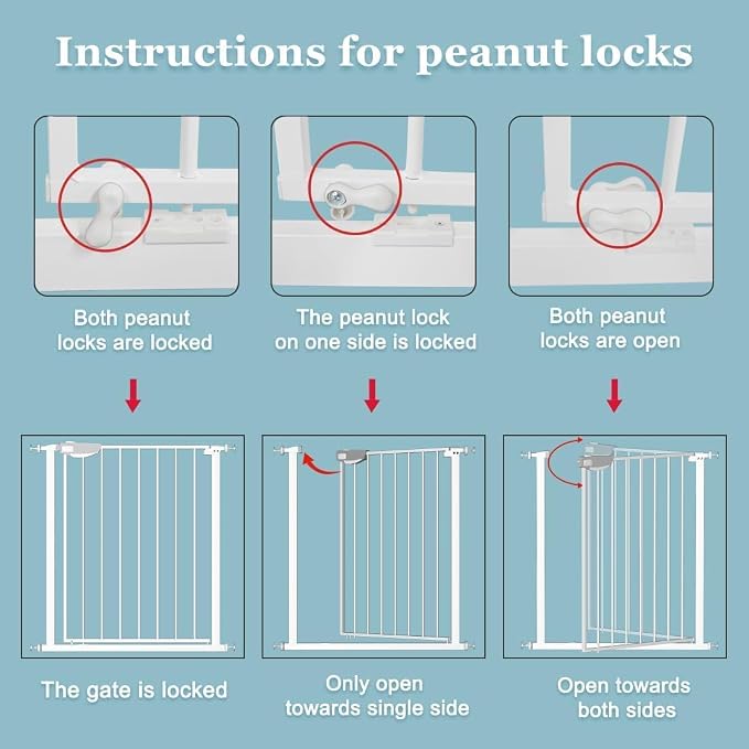 WAOWAO Triple Lock 49.21-66.54" Baby Gate Extra Wide Pressure Mounted Walk - Image 4