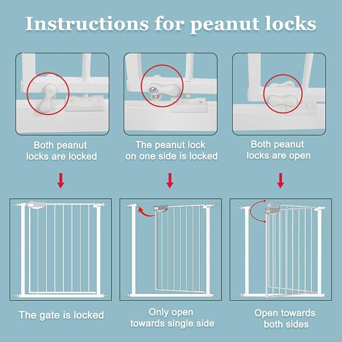 WAOWAO Triple Lock 68.11-75.98" Baby Gate Extra Wide Pressure Mounted Walk - Image 4