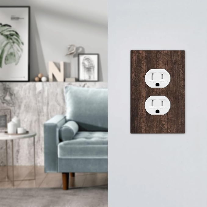Outlet Covers Rustic Dark Brown Wood Grain 1 Gang Duplex Wall Plate Decorative - Image 7