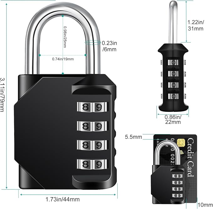ZHEGE Padlock, Combination Lock 4 Digits, Outdoor Padlock Weatherproof - Image 4
