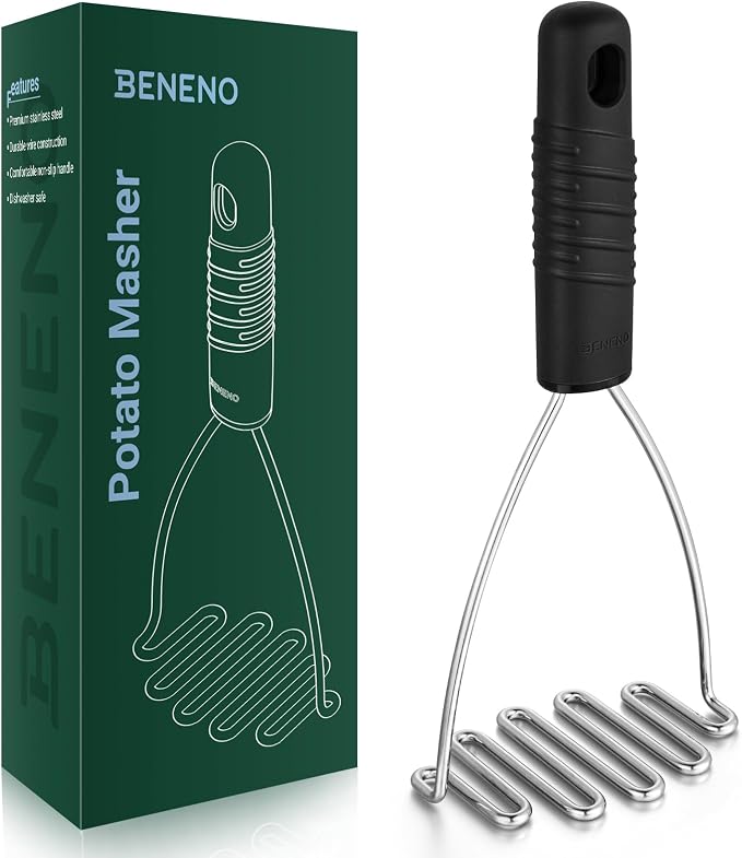 Beneno Stainless Steel Wire Potato Masher, Heavy Duty Sturdy Easy Grip Masher by Beneno