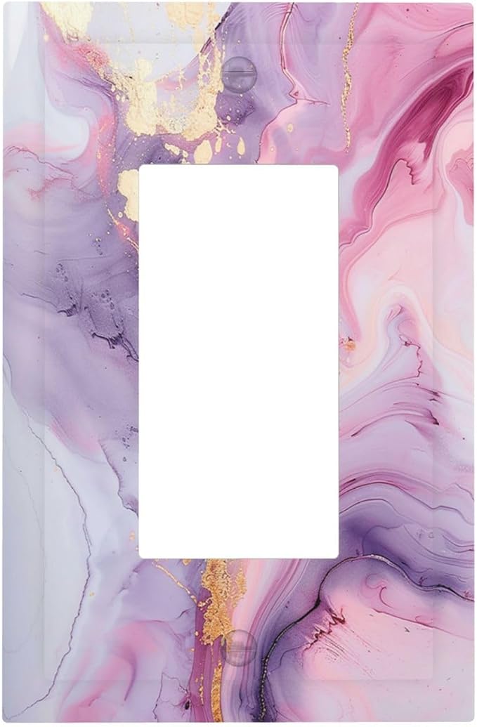 Decorative Outlet Covers Pink Marble Abstract Purple Gold Texture 1 Gang Single by LightSwitchCover