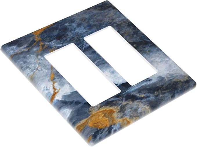 Decorative Outlet Covers Gold Dark Blue Gilt Haze Marble 2 Gang Light Switch - Image 3