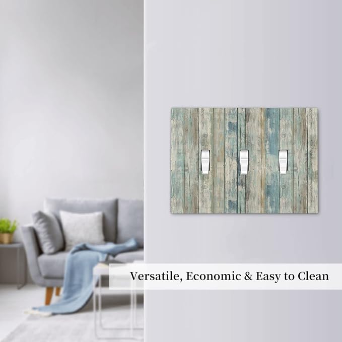 Tea Vintage Wood Plank Distressed Grain Rustic Shiplap Board 3 Gang Light - Image 7