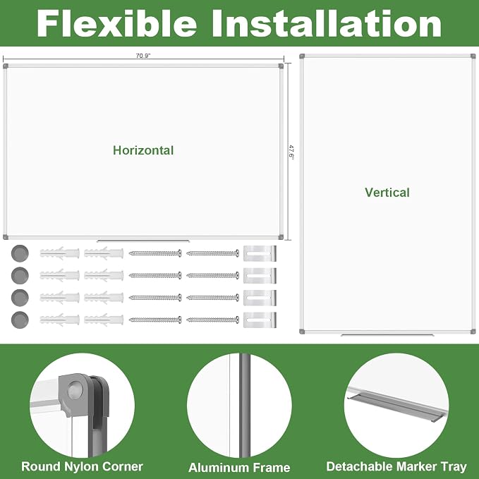 Lockways Dry Erase Board 72 x 48 Inch, Large Magnetic White Board Pack of 2 - Image 2