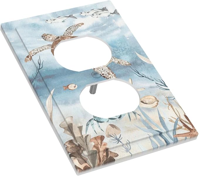 Outlet Covers Sea Turtle Coral Reef Nauticaltheme 1 Gang Duplex Wall Plate - Image 3