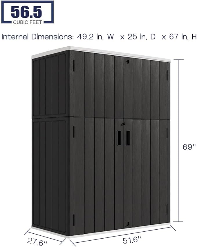 KINYING Outdoor Storage Shed, 57 Cu.ft Vertical Outdoor Storage Cabinet - Image 3
