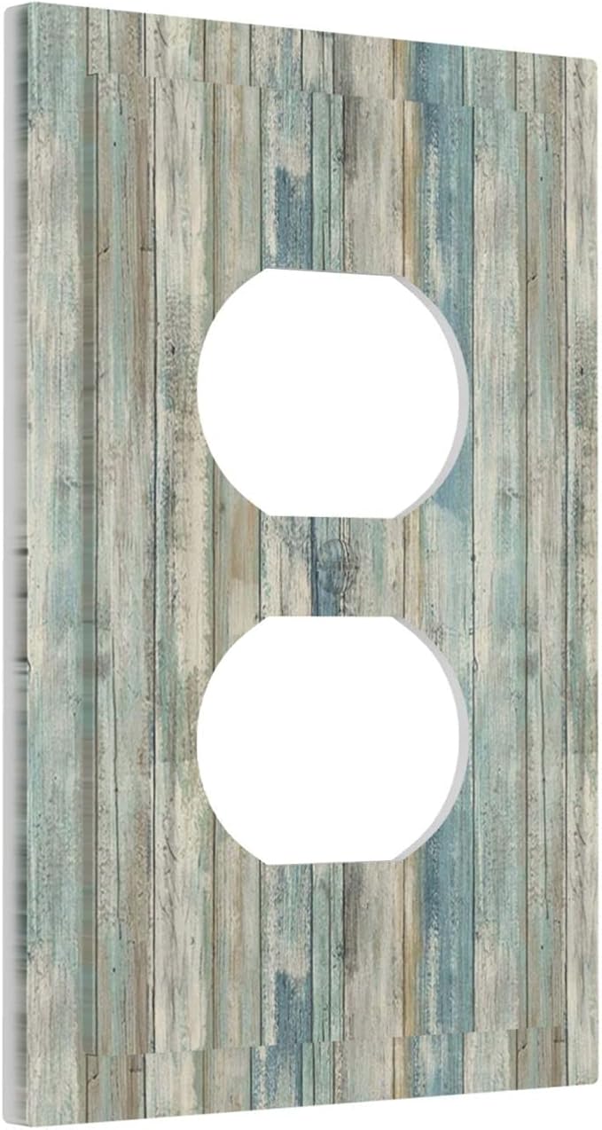 Tea Vintage Wood Plank Distressed Grain Rustic Shiplap Board 1 Gang Duplex - Image 2