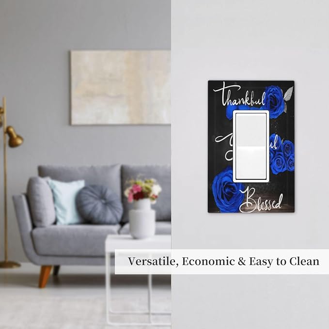 Outlet Covers Blue Rose Thankful Grateful Blessed 1 Gang Wall Plate Single - Image 7