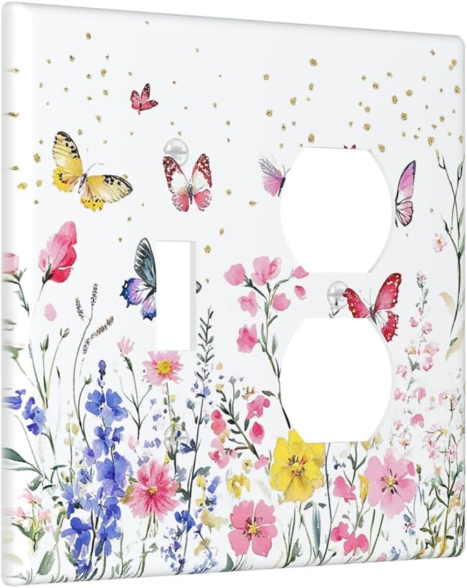 Wallplates Watercolor Floral Butterfly Colorful Wildflower 1 Toggle 1 Duplex - Image 2