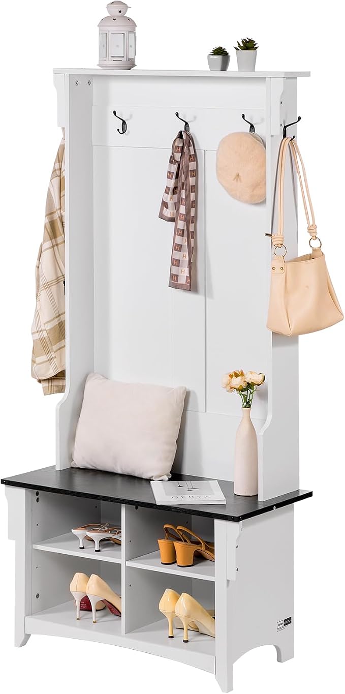 VEVOR Hall Tree Entryway Bench, Coat Rack - Image 9