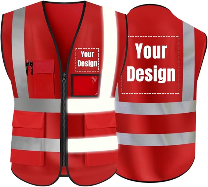 YOWESHOP High Visibility Safety Vest Custom Your Logo Protective Workwear 5 by YOWESHOP