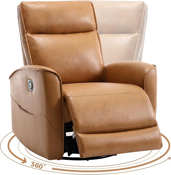CANMOV Leather Recliner Chair, Swivel Rocker Recliner Chair, 360°Swivel Nursery - Image 3