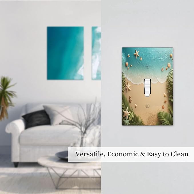 Decorative Light Switch Cover Summer Beach Themed Starfish Seashells 1 Gang - Image 7
