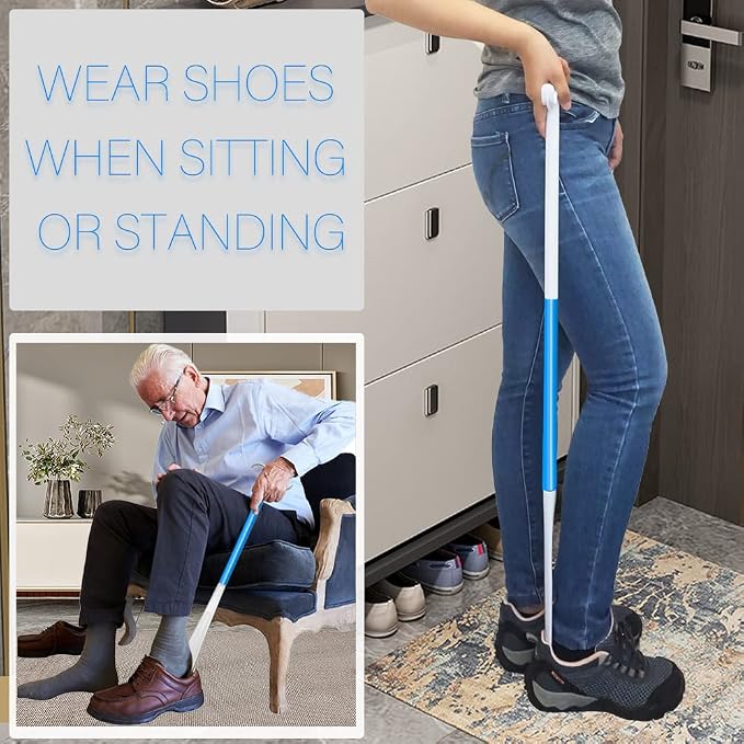 35.5 Inch Long Handled Shoe Horn, Dressing Stick, Sock Remover Aid Helper - Image 2