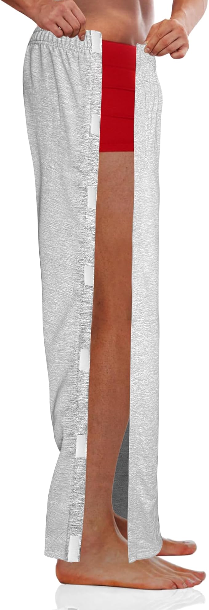 Men's Tearaway Pants for Post Surgery 2 Side Velcro Breakaway Open Bottom - Image 2