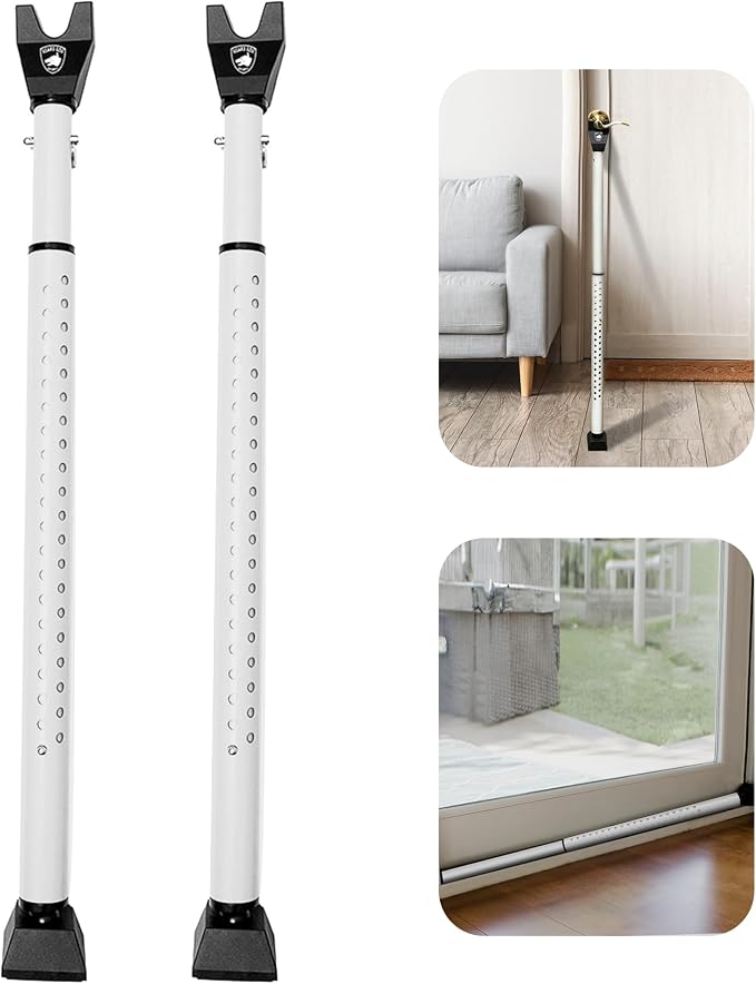 Sliding Door Security Bar, Door Jammer 2-in-1 Adjustable, Door Stoppers by GuardDogSecurity
