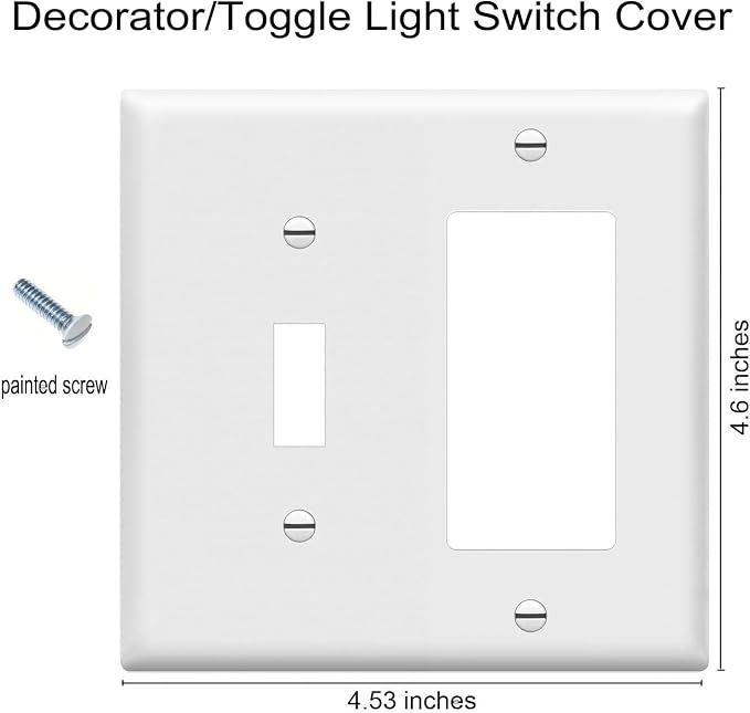 Decorator/Toggle Switch Wall Plates 2-Gang Switch Outlet Electrical Cover Plate - Image 3