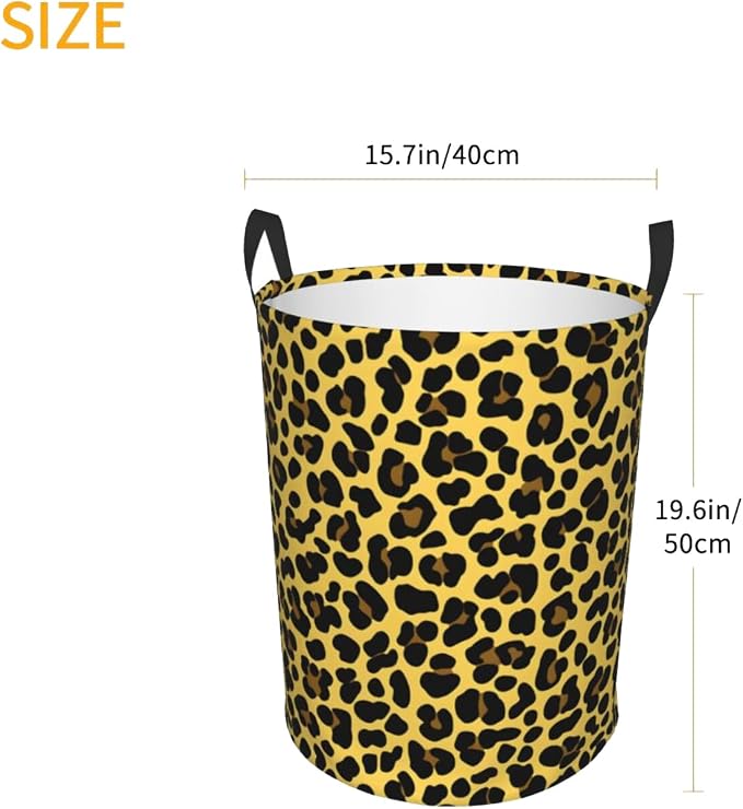 Laundry Basket Golden Leopard Print Collapsible Large Capacity, 63L Dirty - Image 6