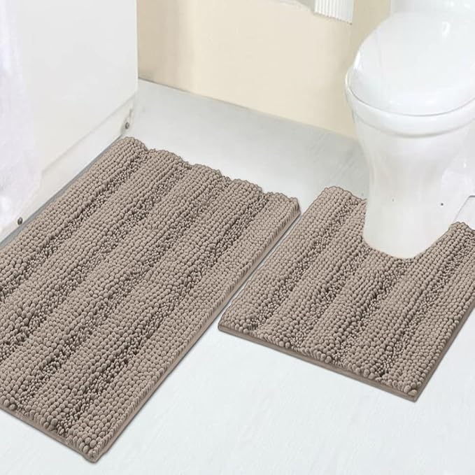 Turquoize Chenille Bathroom Rugs Set Non-Slip Bath Mats by Turquoize
