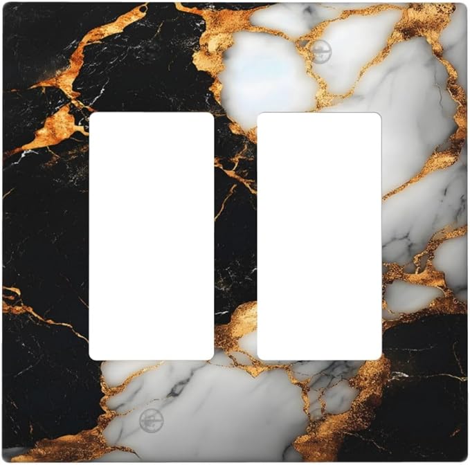 Decorative Outlet Covers Black Gold Marble 2 Gang Light Switch Cover Plate by VGHOKO