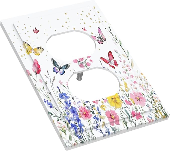 Outlet Covers Watercolor Floral Butterfly Colorful Wildflower 1 Gang Duplex - Image 3
