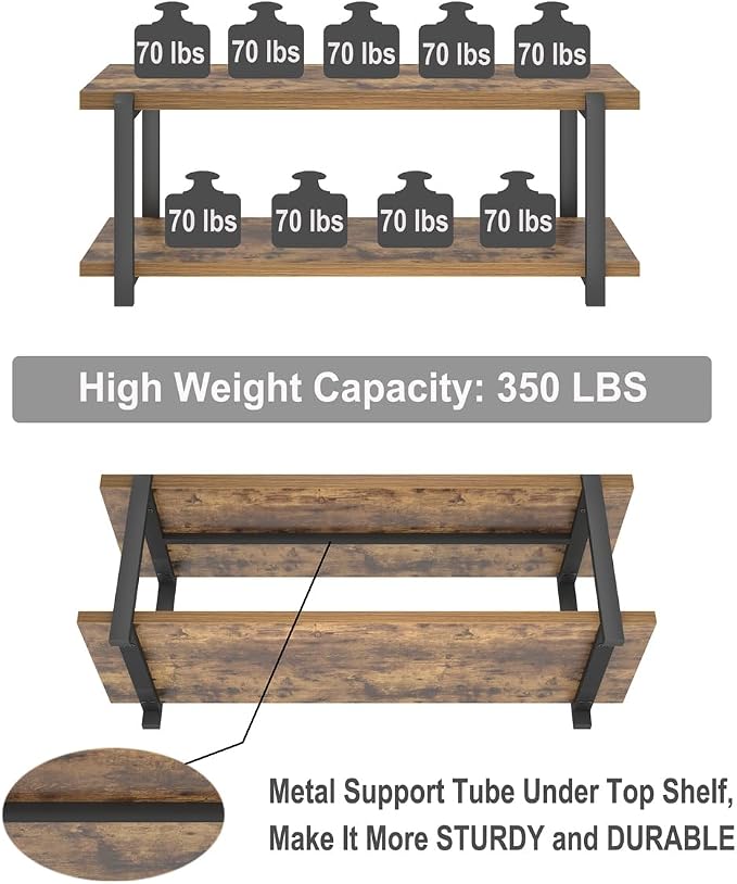 EXCEFUR Entryway Bench, Industrial Shoe Storage Bench - Image 5