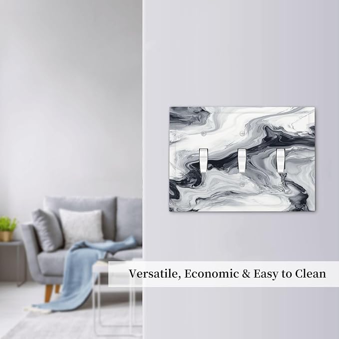 Abstract Marble Ink Texture Grey Marble Print Decorative Switch Plates 3 Gang - Image 7