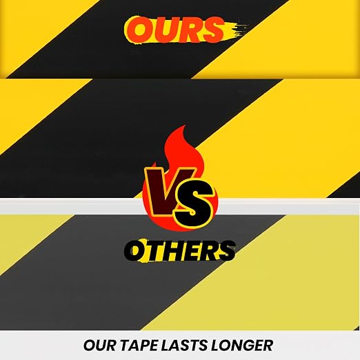 ADHES Black & Yellow Hazard Warning Safety Tape, 2 Inch x 35 Yards x 2 Rolls - Image 6