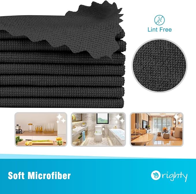 Orighty Black Microfiber Cleaning Cloth, 150 Pack Highly Absorbent Cleaning - Image 2