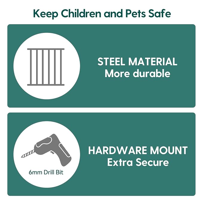 Babelio 31.5-55" No Bottom Bar Baby Gate Extra Wide, 2-in-1 Auto Close Dog Gate - Image 4