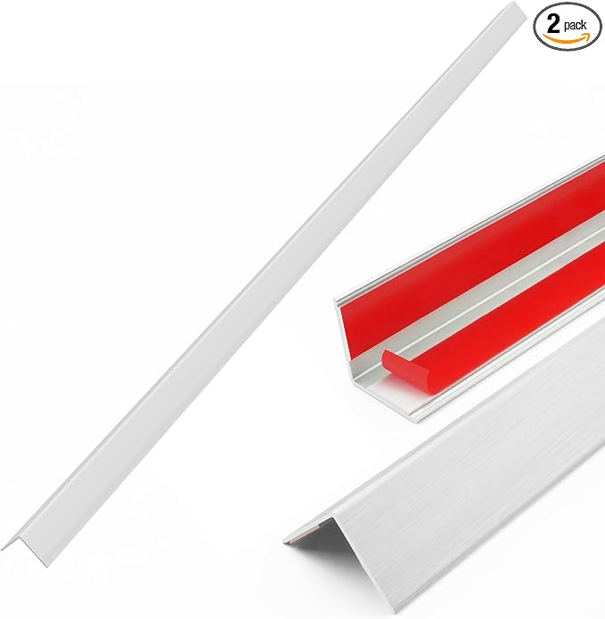 2pcs 57"L*1.42"W Aluminum Self-Adhesive Wall Corner Protectors, Wall Furniture by Bikykose