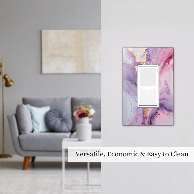 Decorative Outlet Covers Pink Marble Abstract Purple Gold Texture 1 Gang Single - Image 7