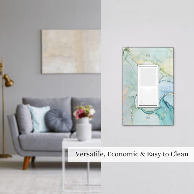 Decorative Outlet Covers Teal Gold Marbling Turquoise 1 Gang Single Rocker - Image 7