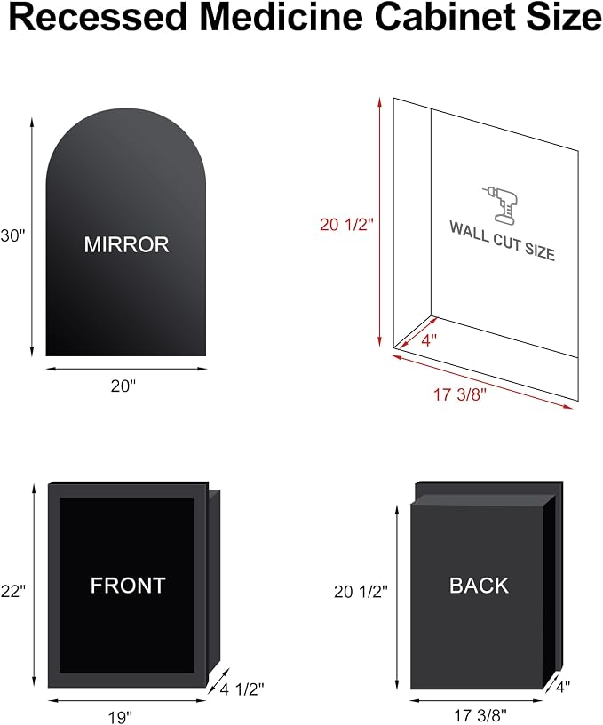 Recessed Medicine Cabinet with Mirror, Arched Medicine Cabinet - Image 5