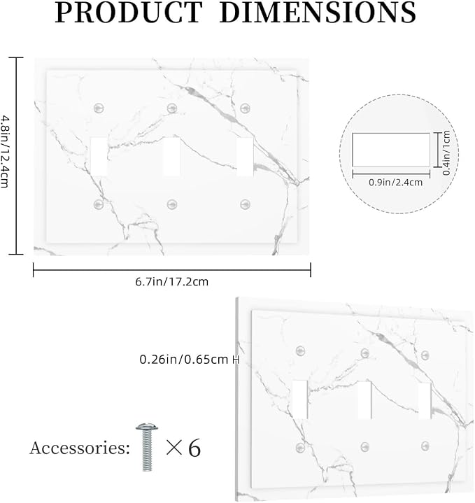 Luxurious White Marble Abstract Print Decorative Switch Plates 3 Gang Wall - Image 5