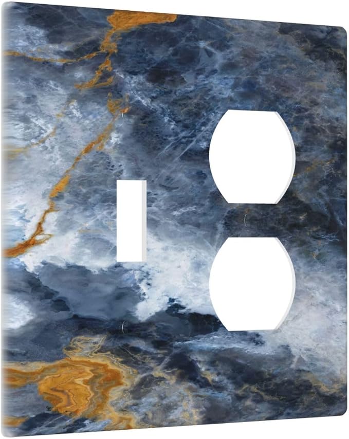 Decorative Outlet Covers Gold Dark Blue Gilt Haze Marble 2 Gang Duplex Light - Image 2