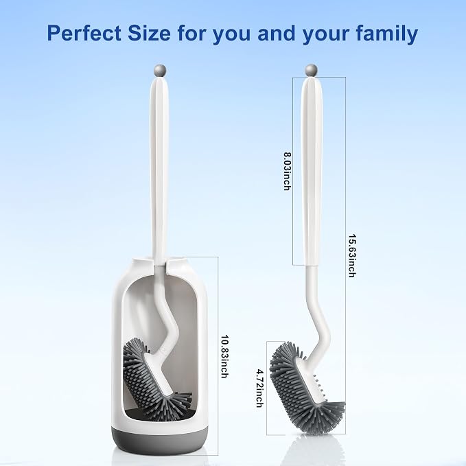 HAMITOR Toilet Bowl Brush Holder Set: Deep Cleaning Silicone Toilet Cleaner - Image 9