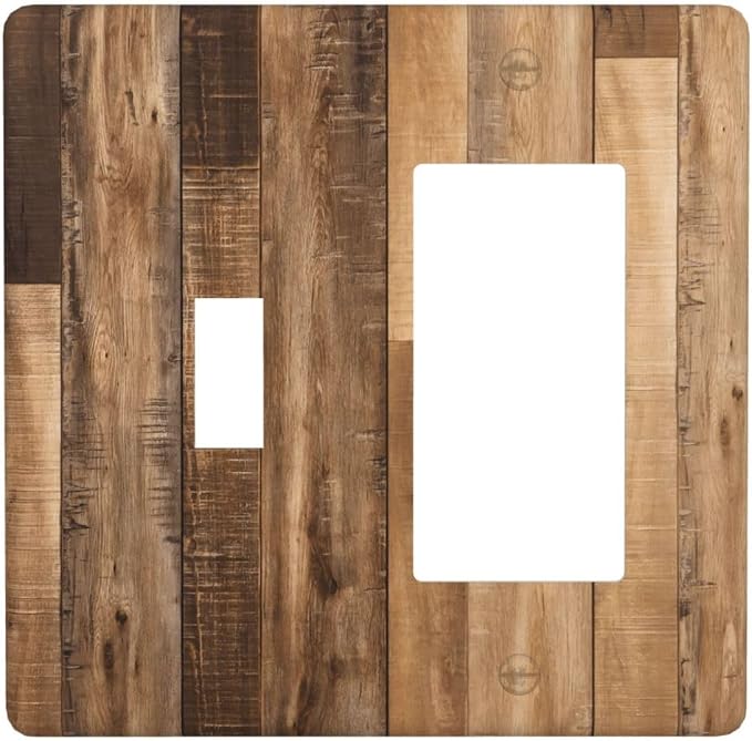Rustic Brown Wood Splicing Vintage Dark Oak Print Outlet Covers 1 Toggle 1 by Unknown