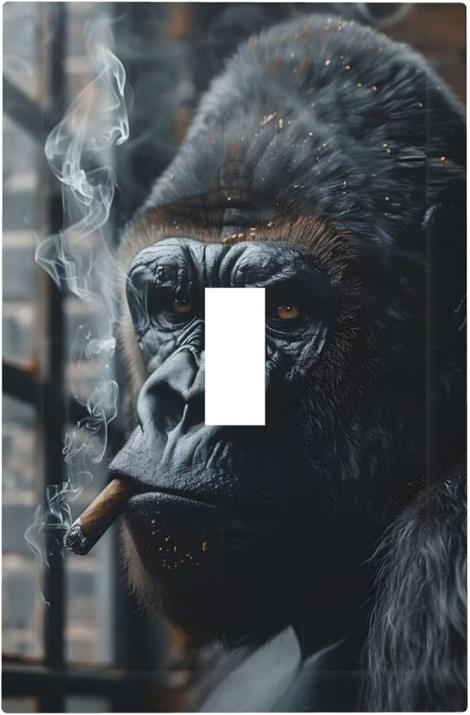 Funny Animal Smoking Black Orangutan Decorative Light Switch Cover 1 Gang by Unknown