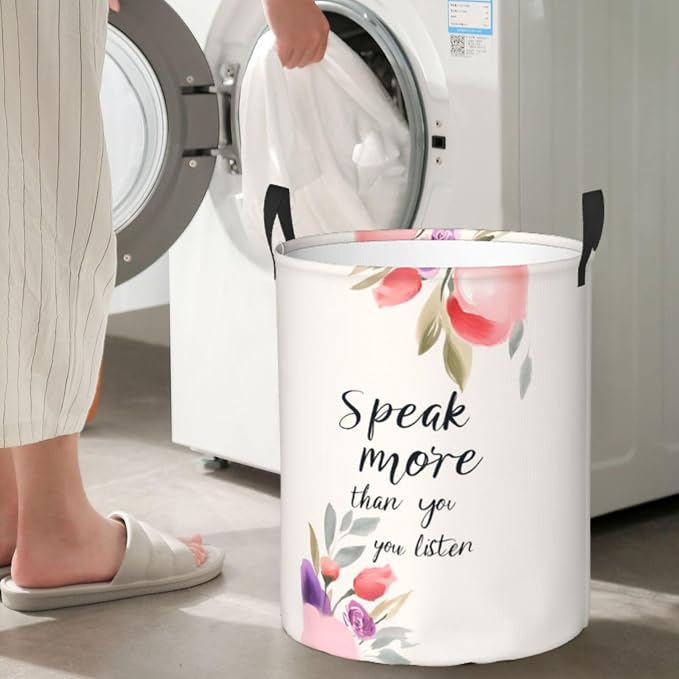 Laundry Basket Motivational Word Collapsible Large Capacity, 63L Dirty Clothes - Image 3
