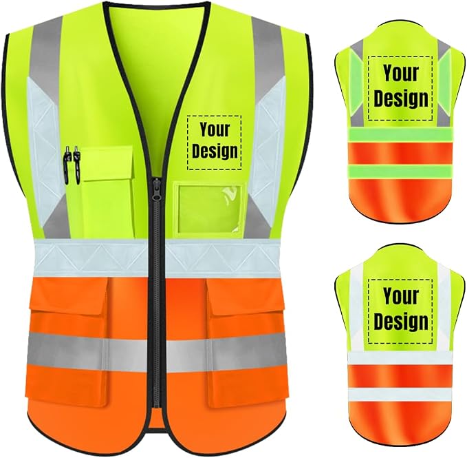 YOWESHOP High Visibility Safety Vest Custom Your Logo Protective Workwear 5 by YOWESHOP